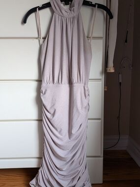 Elegant Light Grey Halter Formal Dress, Graduation Dress, Evening Dress